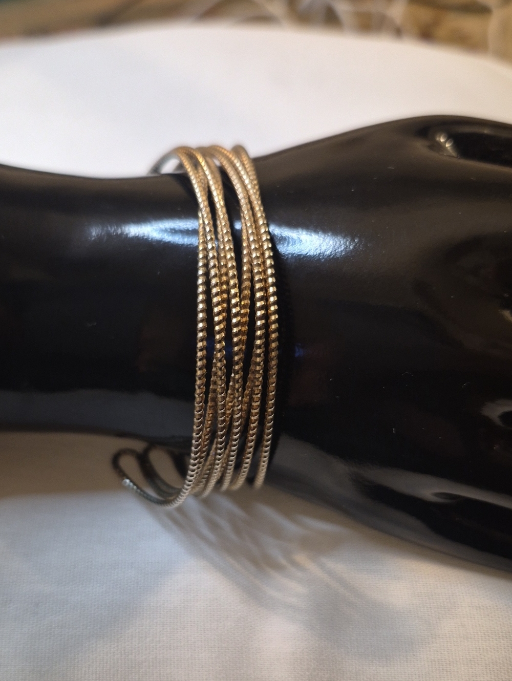 Bohemian Textured Gold Multi-Row  Layered Cuff Bangle